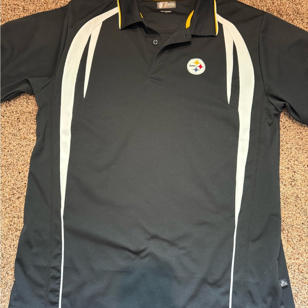 Team Apparel Black and White Polo Shirt with Athletic Design